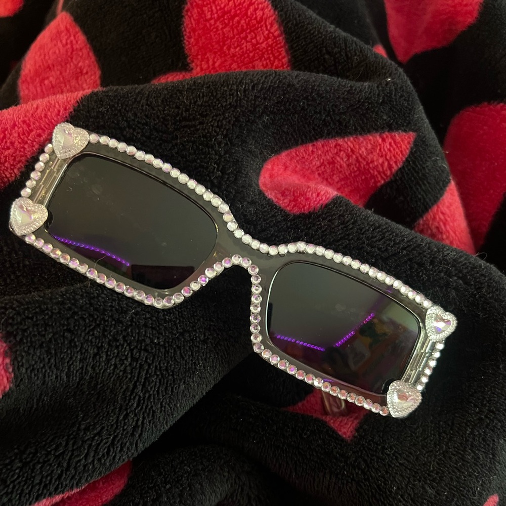 Clear Gray Hand Bedazzled Shades